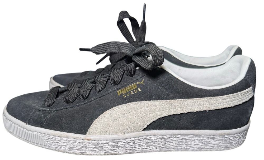 Puma Classic Suede Sneakers, Black & White, Retro Skater Streetwear, Men's 8.5